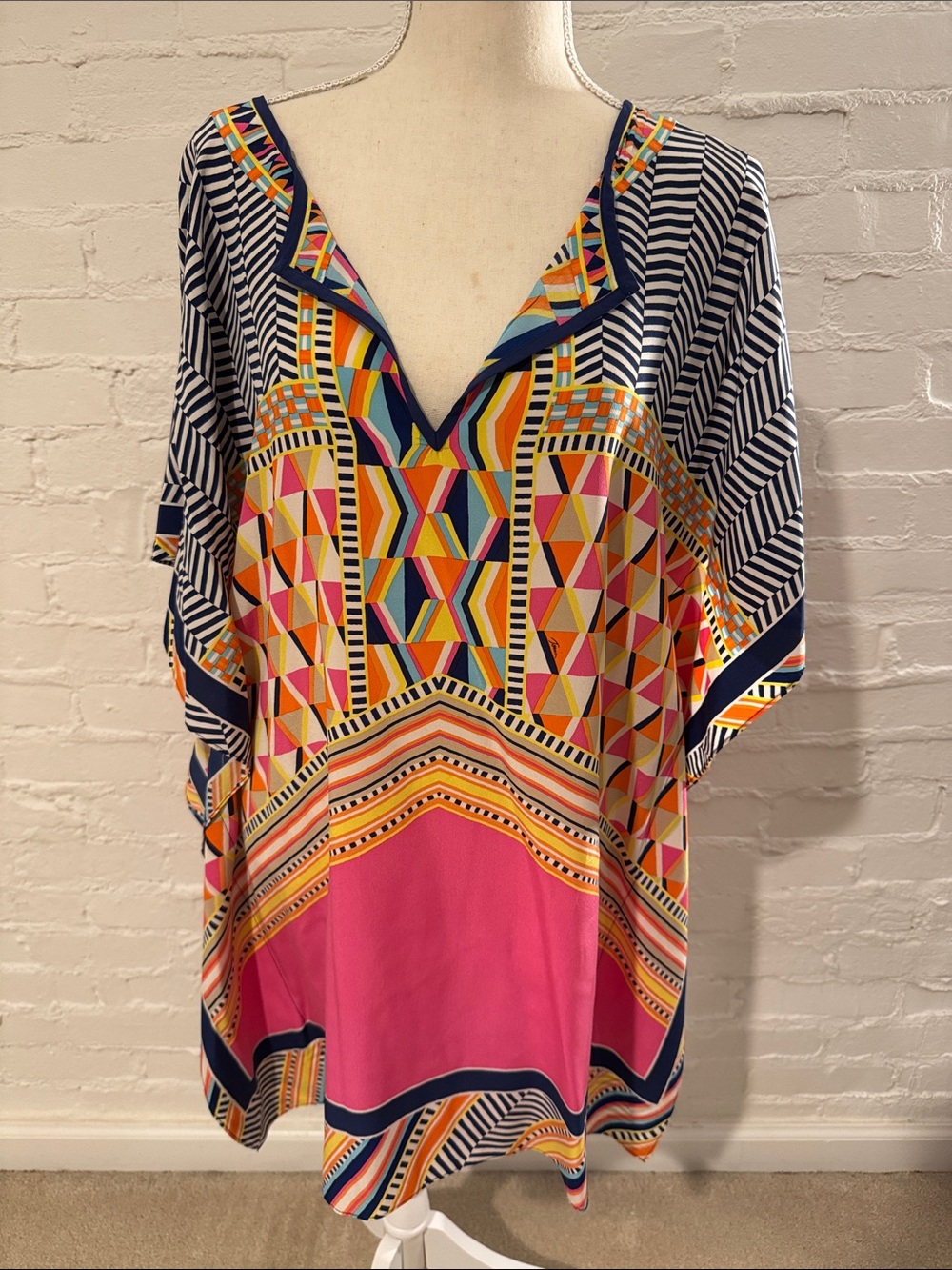Trina Turk Theodora Caftan Multicolor Geometric XS/S